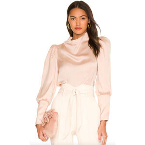 #19 ASTR The Label NWOT Valencia Top Blush Size XS Satin Cowl Neck Classic